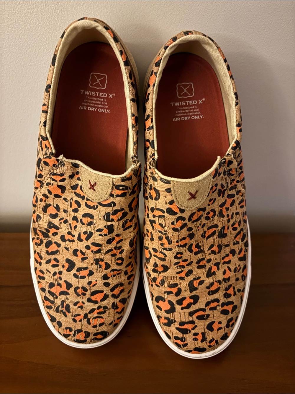 Twisted X Slip On Kicks Leopard Print Cork Honey, Black & Carrot - Picture 9 of 12